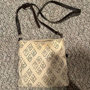Lucky Brand Cream and Brown Patterned Crossbody Bag